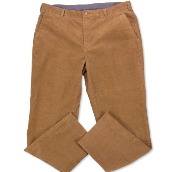 Brooks Brothers Clark Corduroy Pants Mens 38x32 Flat Front Brown Organic Cotton - Picture 1 of 16